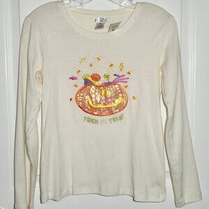 REALLY CUTE THE CHILDREN'S PLACE CRINKLY PUMPKIN HALLOWEEN FALL CANDY SHIRT - XL